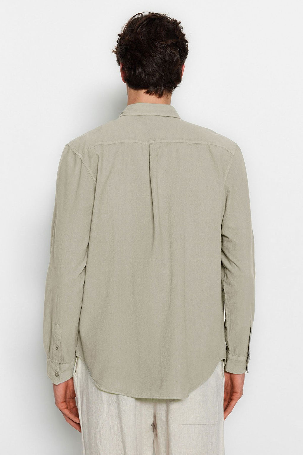 Bej Unisex Regular Fit %100 Pamuklu Keten Gorunumlu Gomlek TMNSS23GO00099