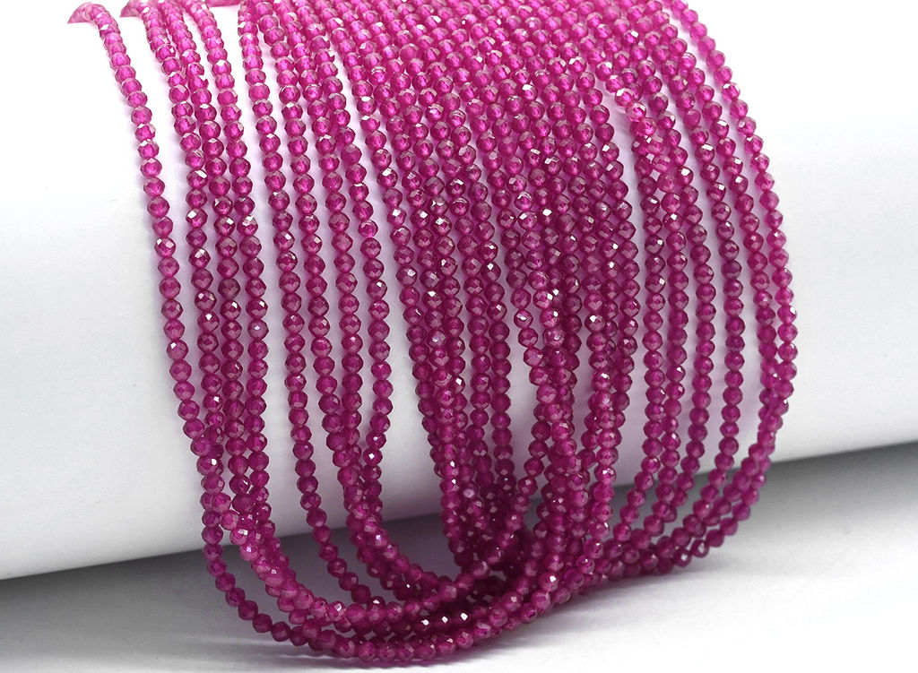 Бусины из рубина шарик гр.2мм, 38см, 175 бусин Радуга камня