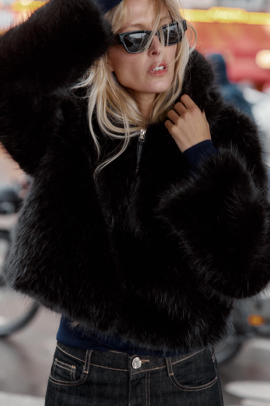 FAUX FUR HOODIE JACKET - Zara фото 3