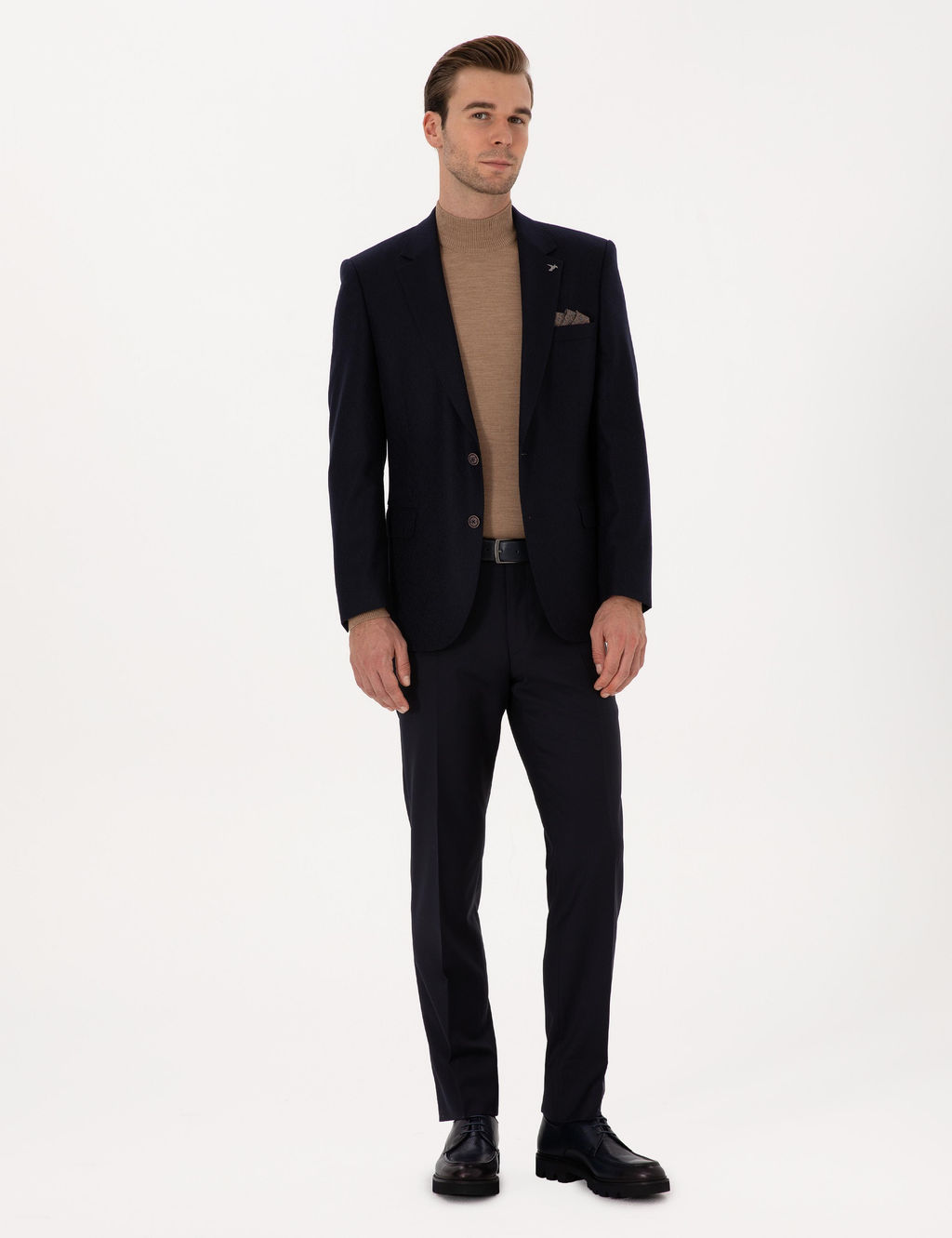 Lacivert Slim Fit Y_n Ka_mir Kar___ml_ Ceket - Cacharel фото 4