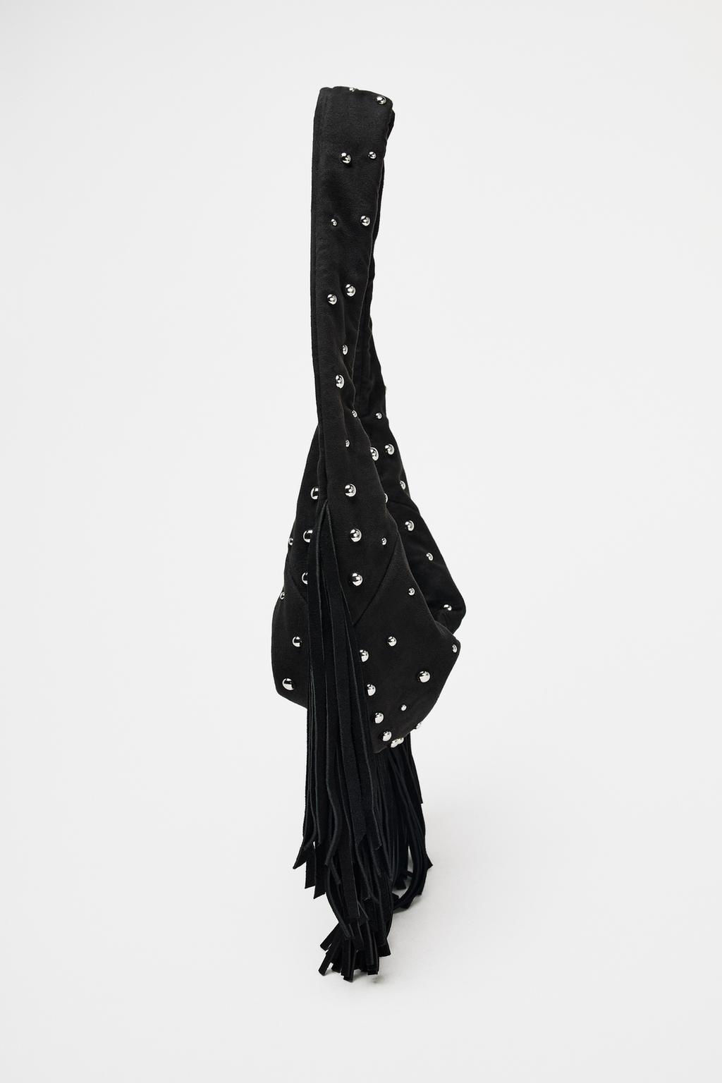 OVAL STUDDED FRINGED BAG - Zara фото 5