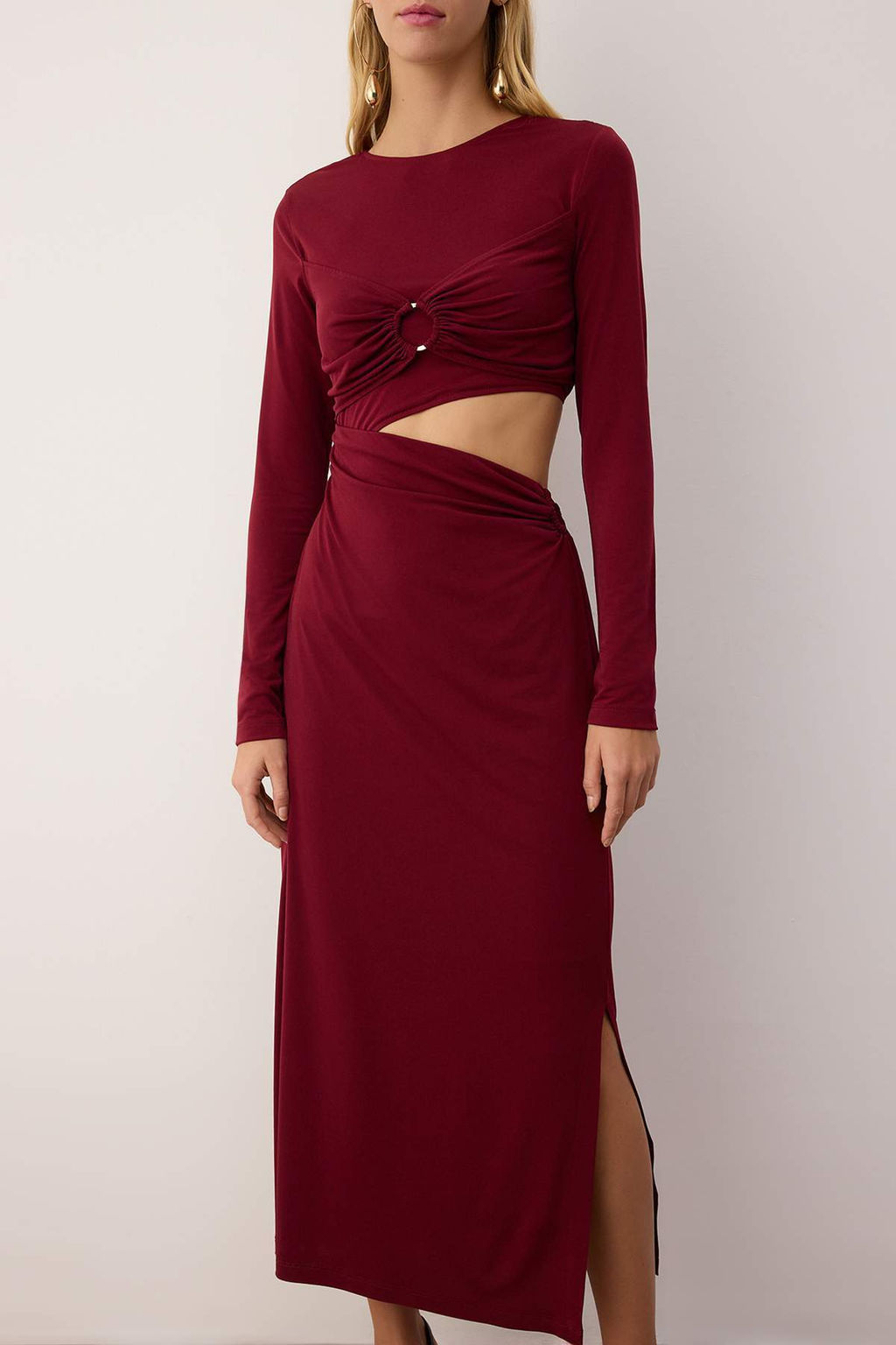 Bordo Aksesuar ve Bel Cut-Out Detayl? Orme Elbise TPRAW26EL00021 - Trendyolmilla фото 3