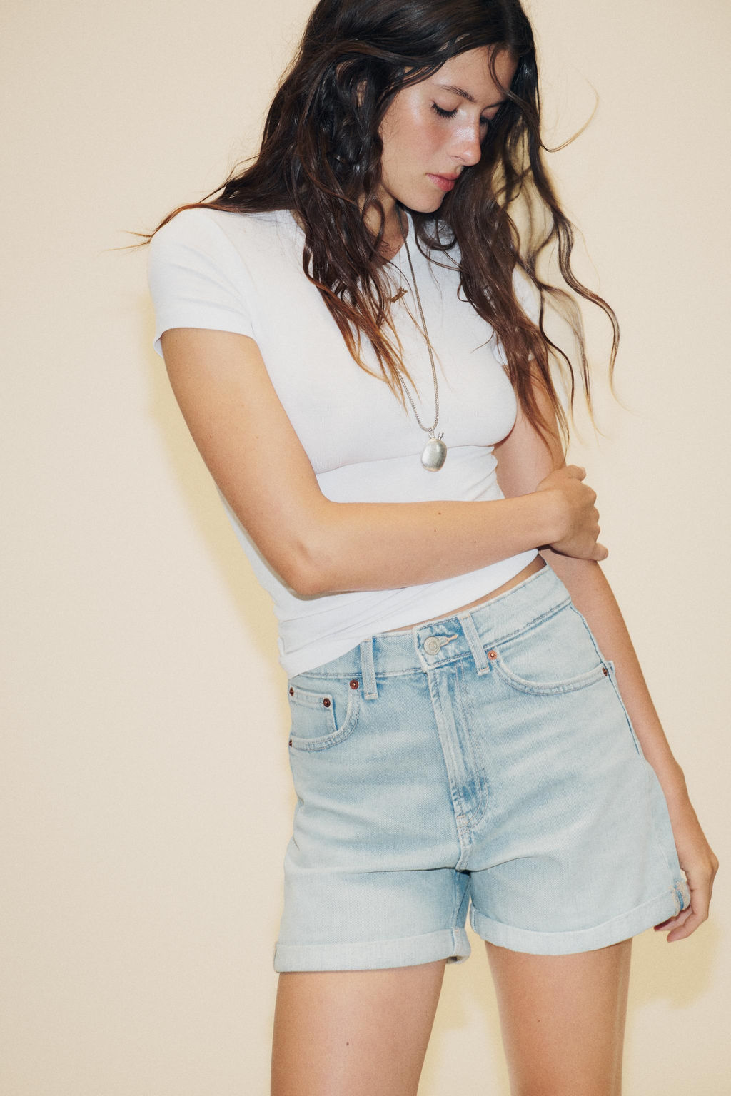 HIGH-WAIST TRF MOM FIT BERMUDA SHORTS - Zara фото 2