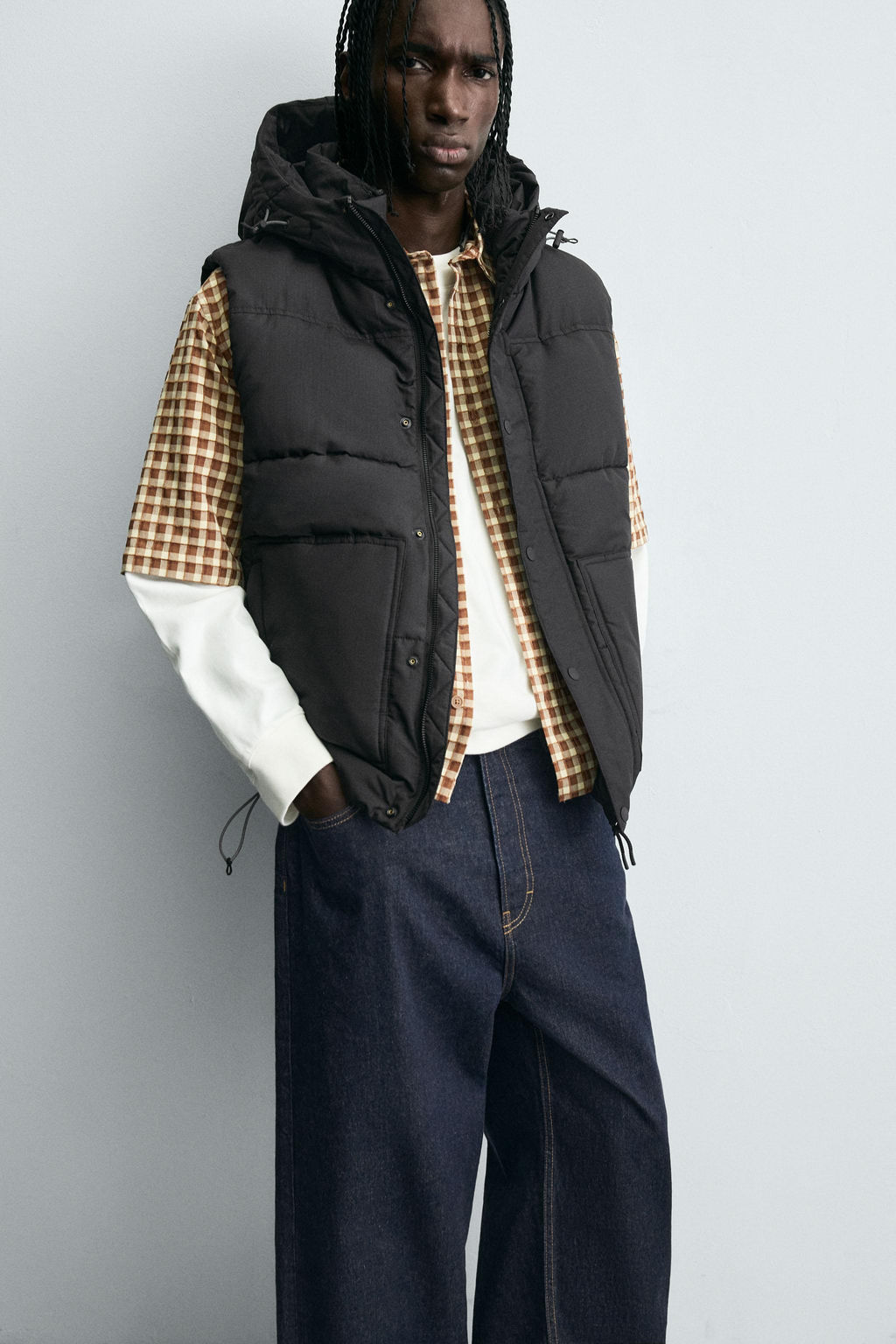 QUILTED GILET WITH HOODIE