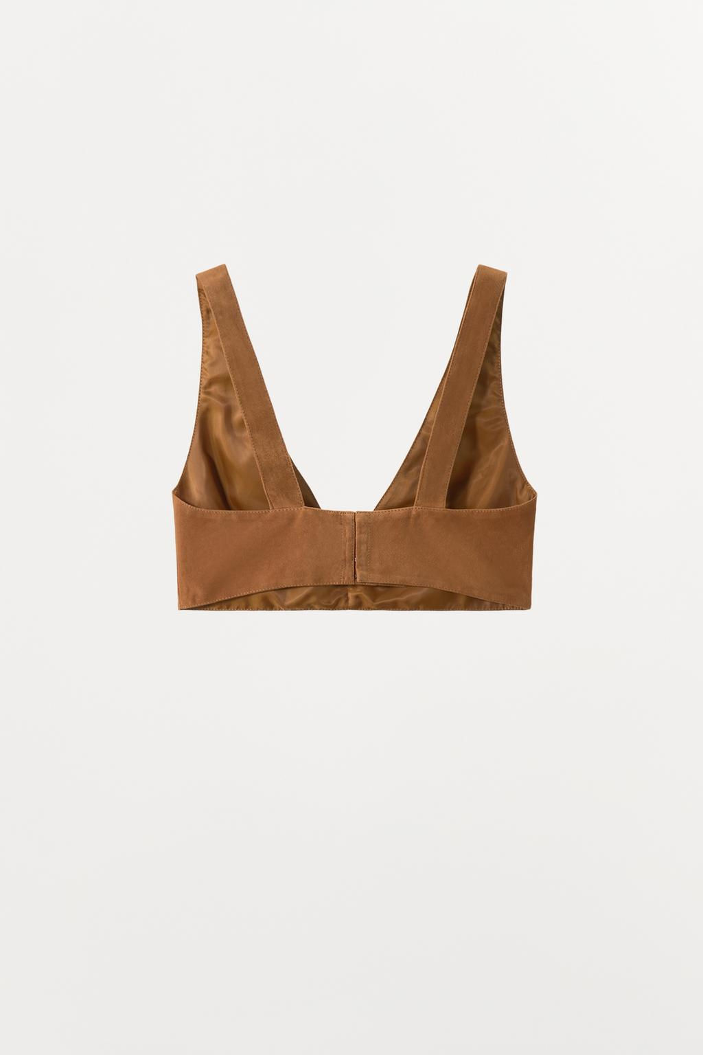 100% SUEDE LEATHER TIE TOP - Zara фото 6