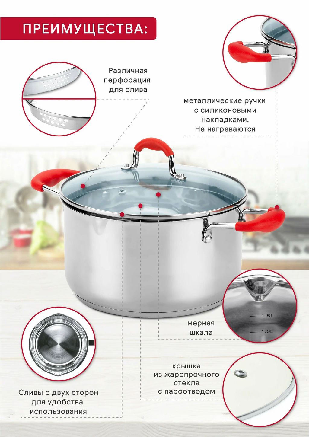 Набор кухонной посуды FANCY 2пр (ковш 1.7л+кастрюля 3.3л)