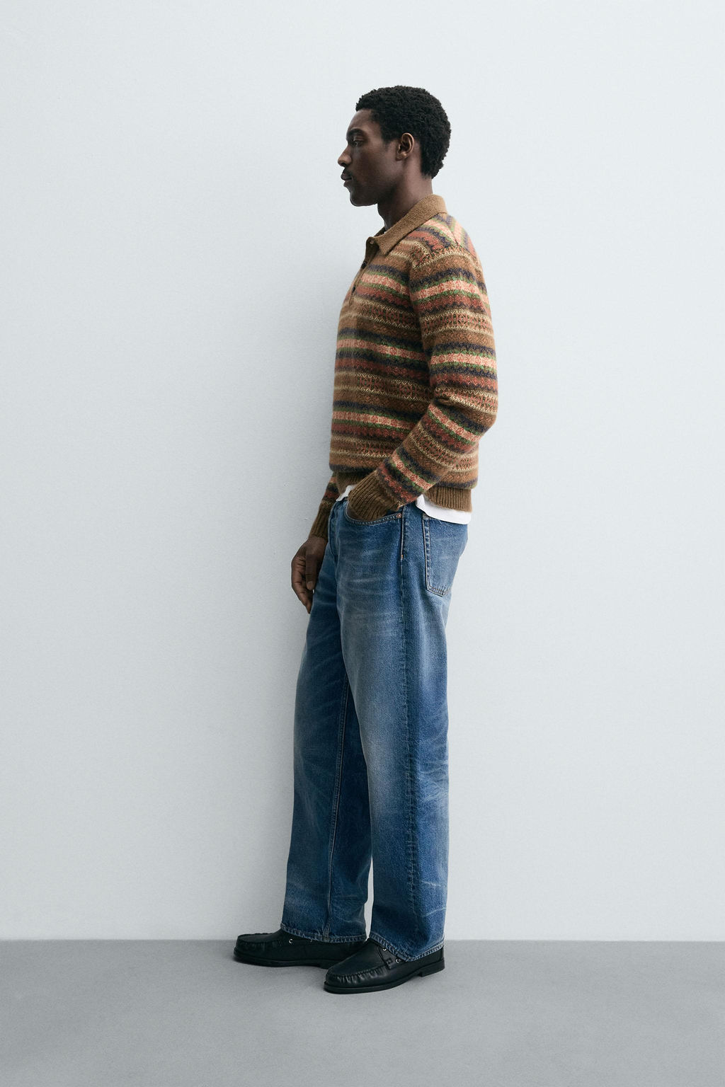 GEOMETRIC JACQUARD KNIT POLO SHIRT - Zara фото 4