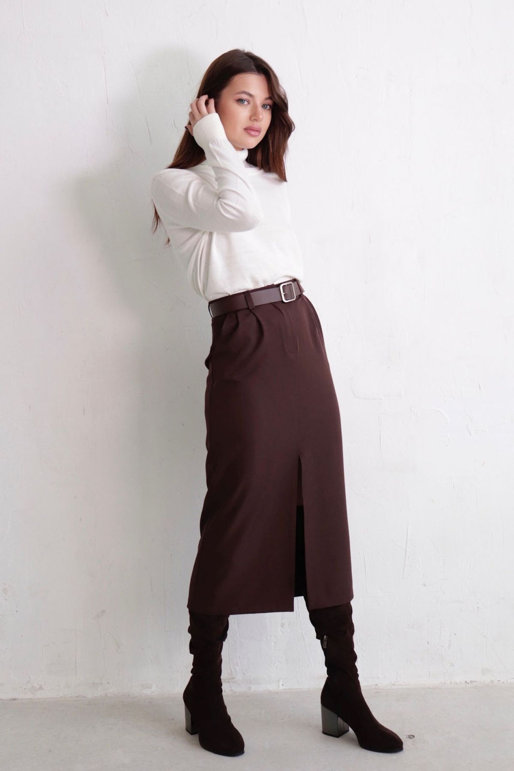 10961 Юбка миди-макси кофейная - Martichelli фото 10