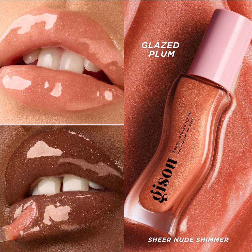 Gisou МАСЛО-БЛЕСК ДЛЯ ГУБ "Глазированная слива" Honey Infused Lip Oil in Glazed Plum, 8ml