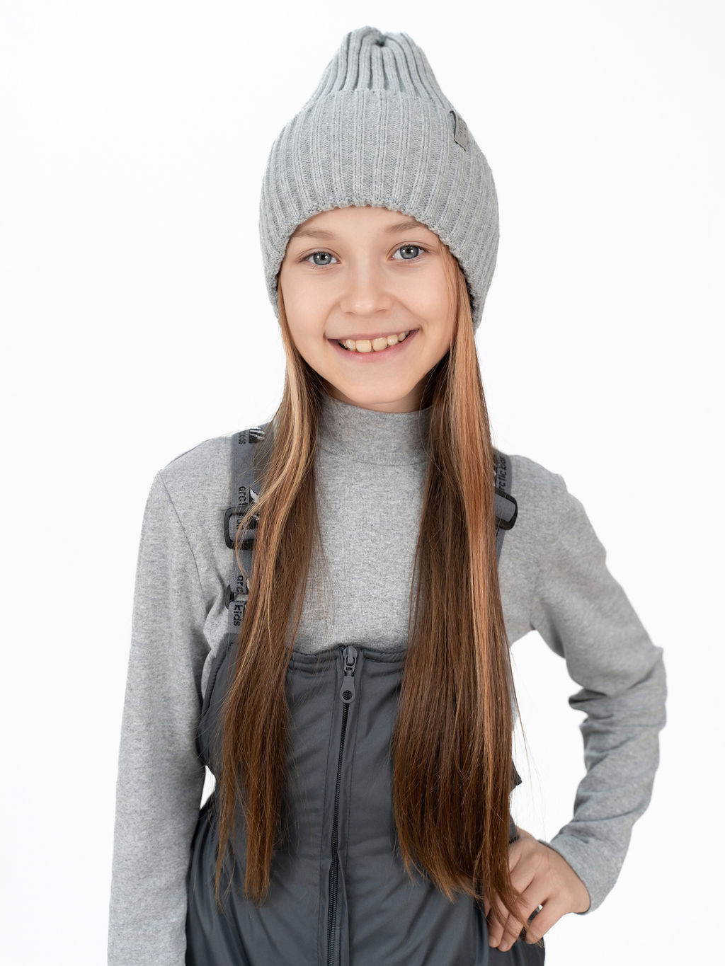 Шапка вязаная детская светло-серый меланж Ш-120 (56-58)