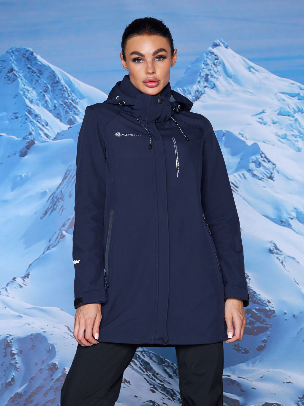 Женская парка виндстопер софтшелл на флисе Azimuth Стихия Неба 124/22956_701 Темно-Синий  фото 21
