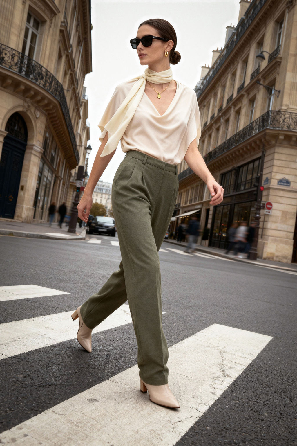 Limited Edition Mint Straight/Duz Kesim Pilili Dokuma Kumas Pantolon TWOAW23PL00401