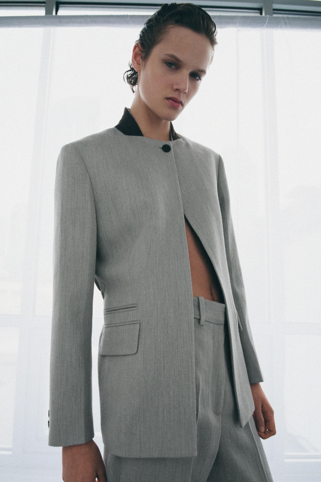 ZW COLLECTION CONTRAST COLLAR BLAZER - Zara фото 2
