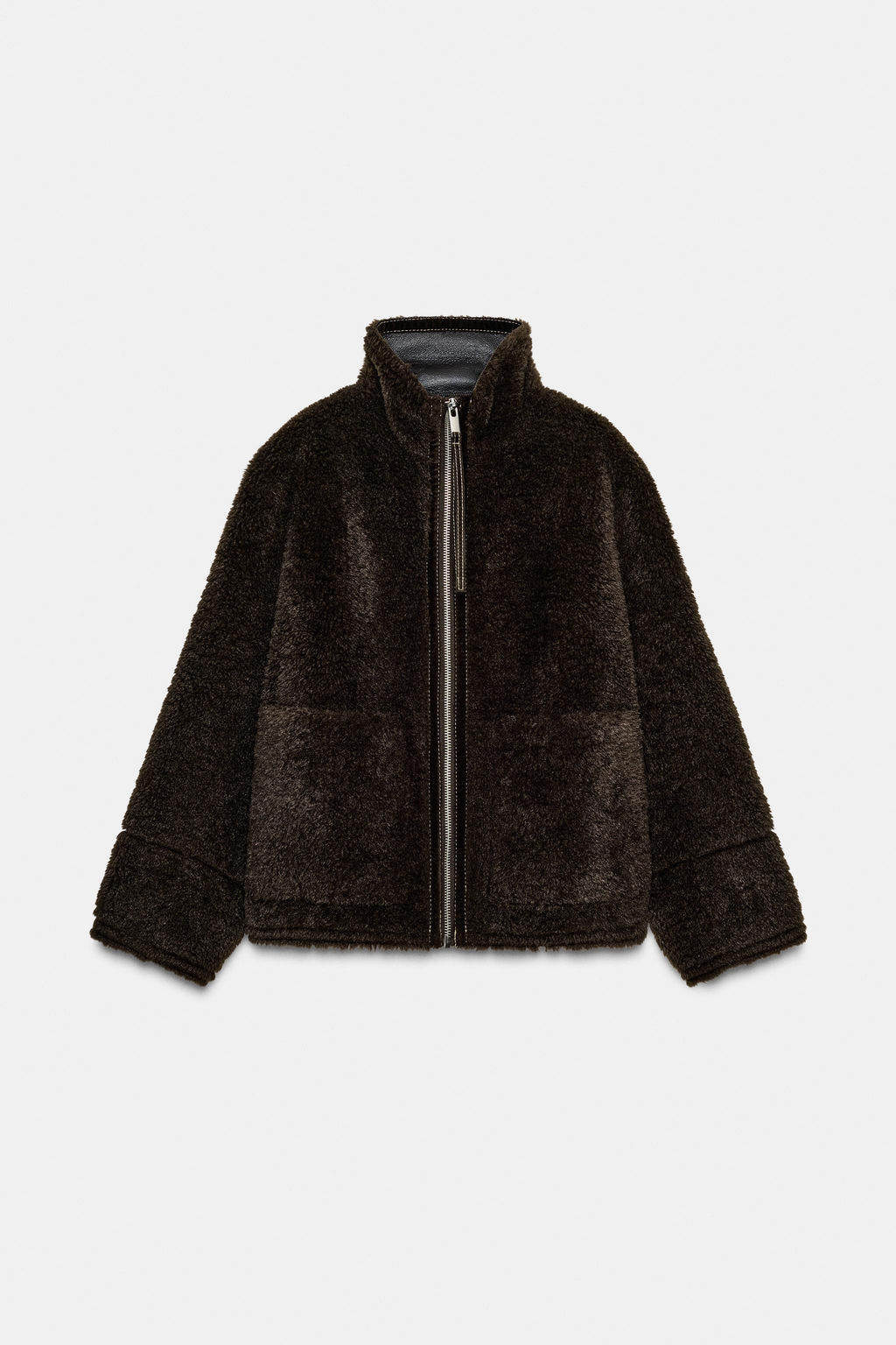 ZW COLLECTION FAUX SHEARLING DOUBLE-FACED JACKET - Zara фото 5