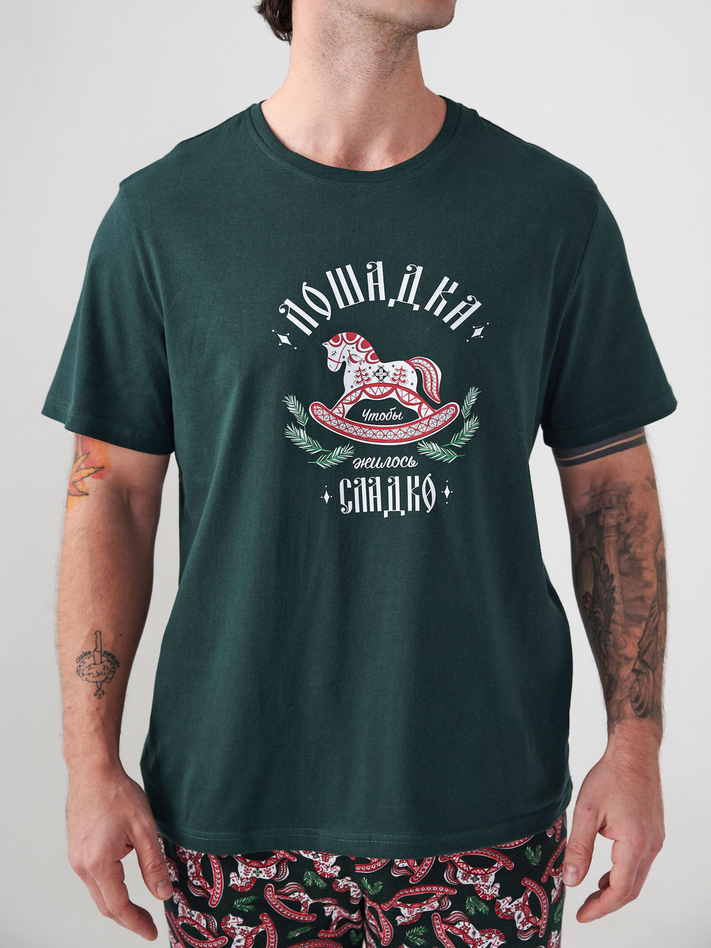 Пижама 100% хлопок мужская Лошадка - Оптима фото 4