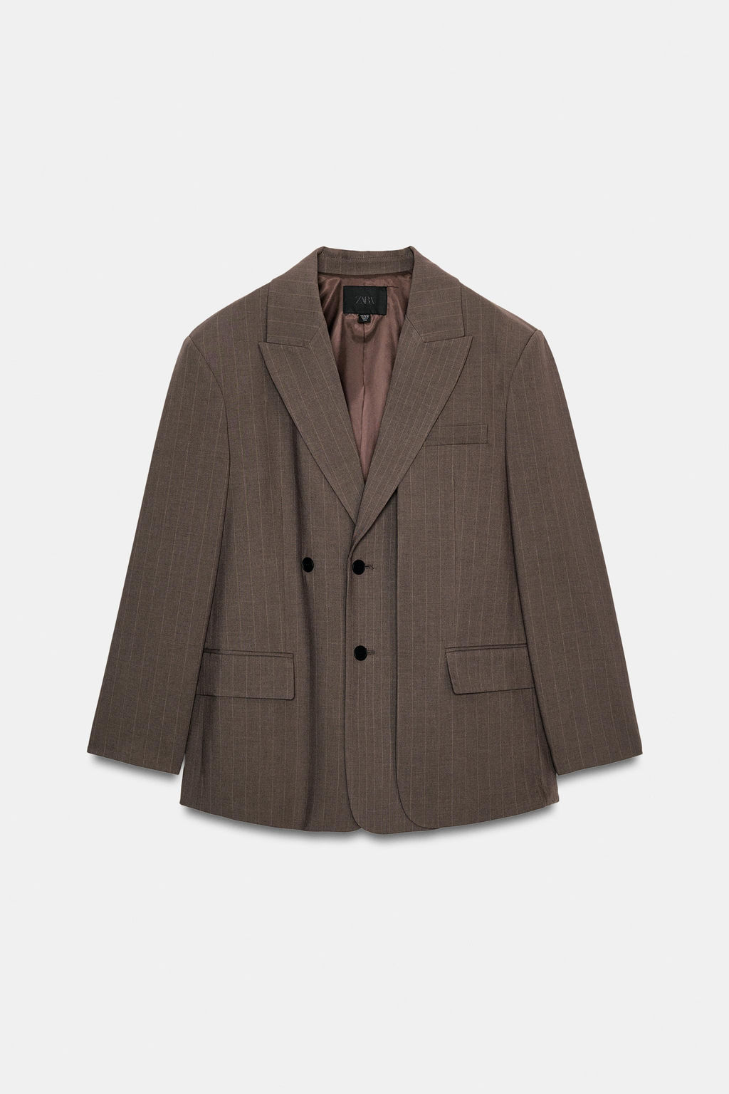 OVERSIZE STRIPED DOUBLE FABRIC BLAZER - Zara фото 5