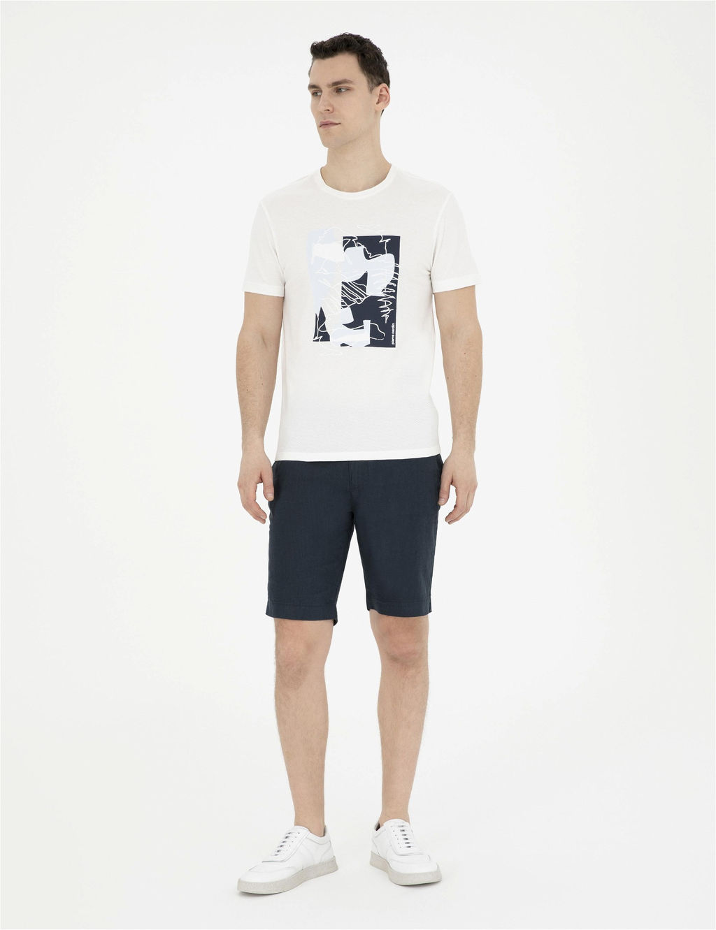 Lacivert Slim Fit Keten Beli Lastikli Dokuma _ort