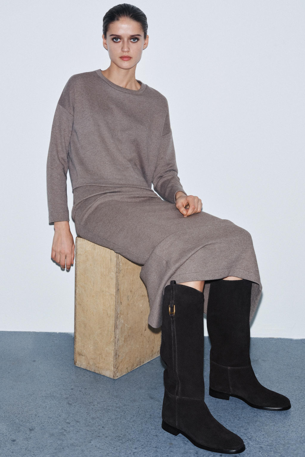 FLAT SUEDE RIDING BOOTS - Zara фото 2