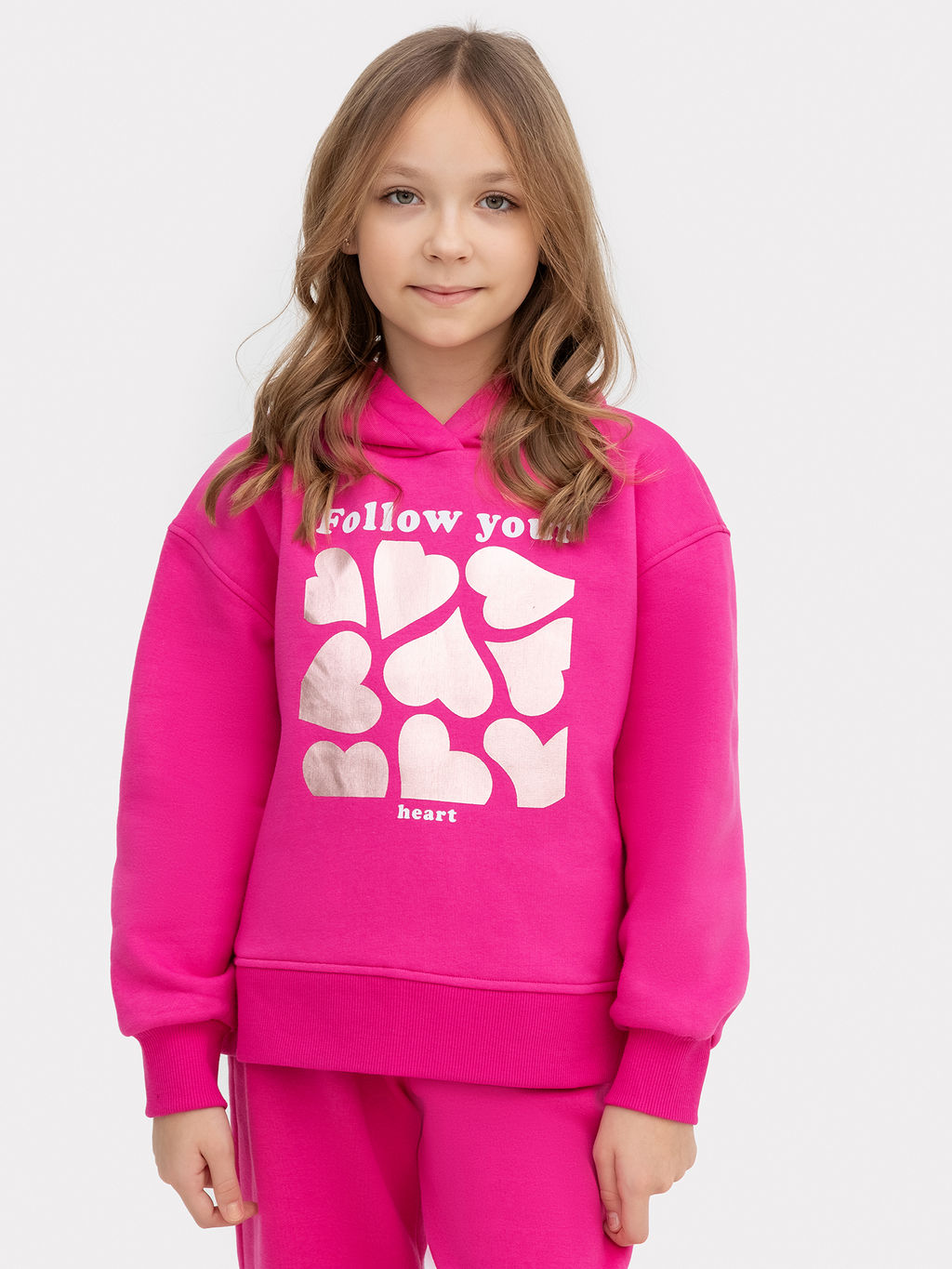 Худи для девочек в розовом цвете с печатью