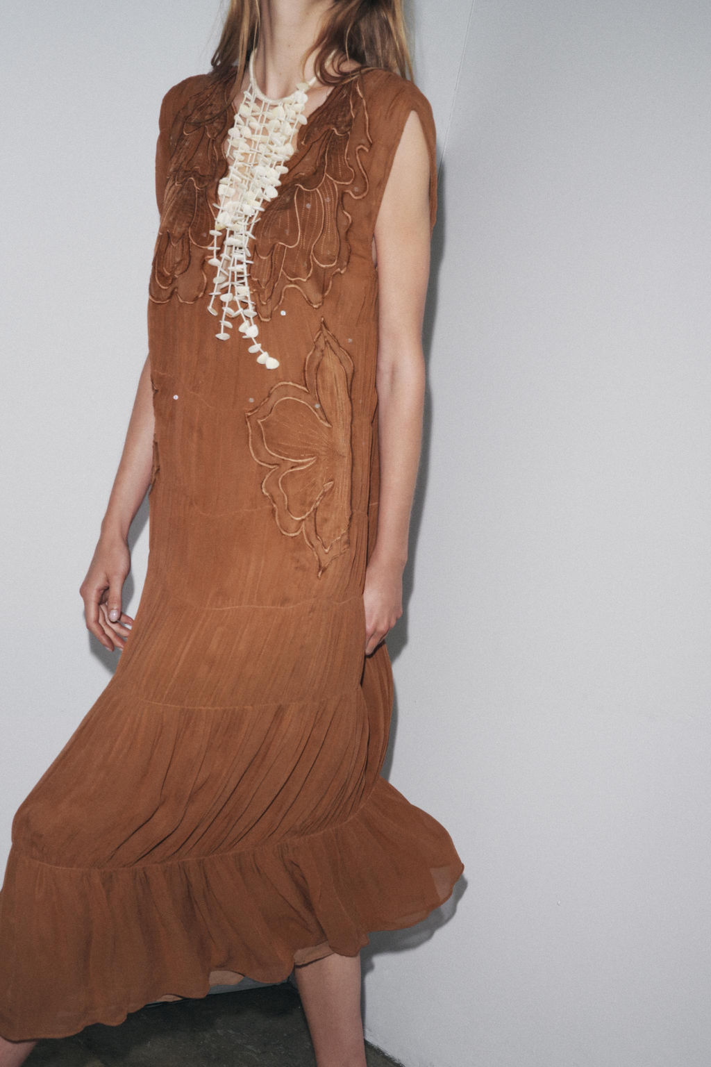 ZW COLLECTION GATHERED EMBROIDERED DRESS - Zara фото 15