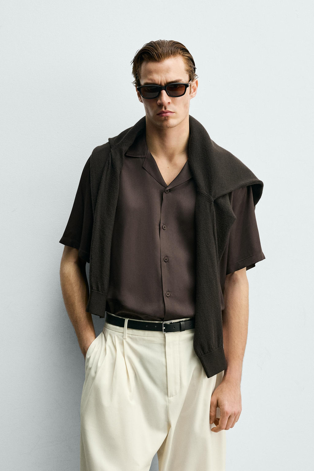 CAMISA SATINADA RELAXED FIT / Marr?n - Zara фото 2