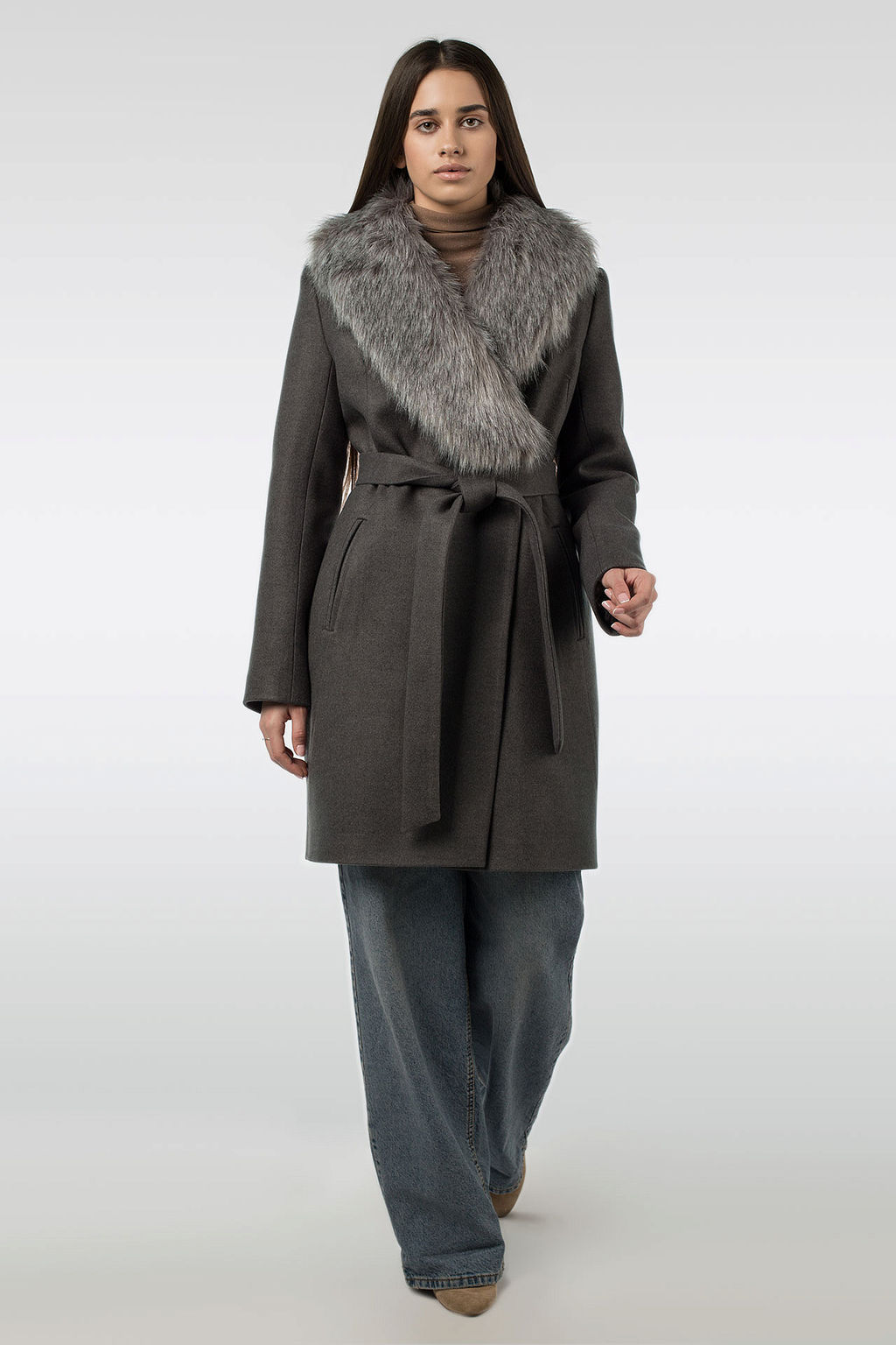 02-3072 Пальто женское утепленное (пояс) - El podio фото 11