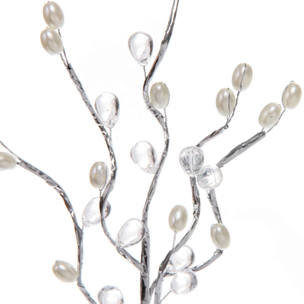 Цена за 2 шт. Ветка декоративная "Переливы" 30 см, Серебро