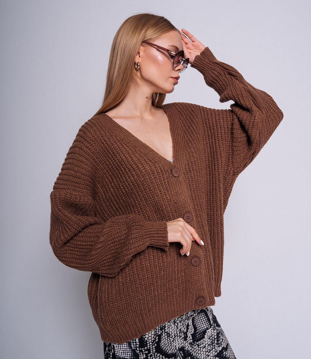 Кардиган #КТ5285, тёмно-коричневый - Dommod фото 3