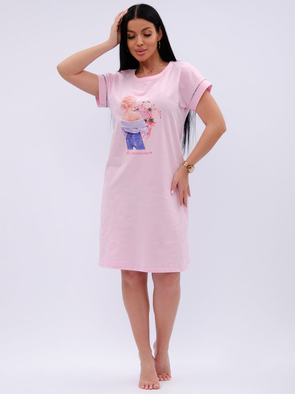 Сорочка "Пионы", трикотаж