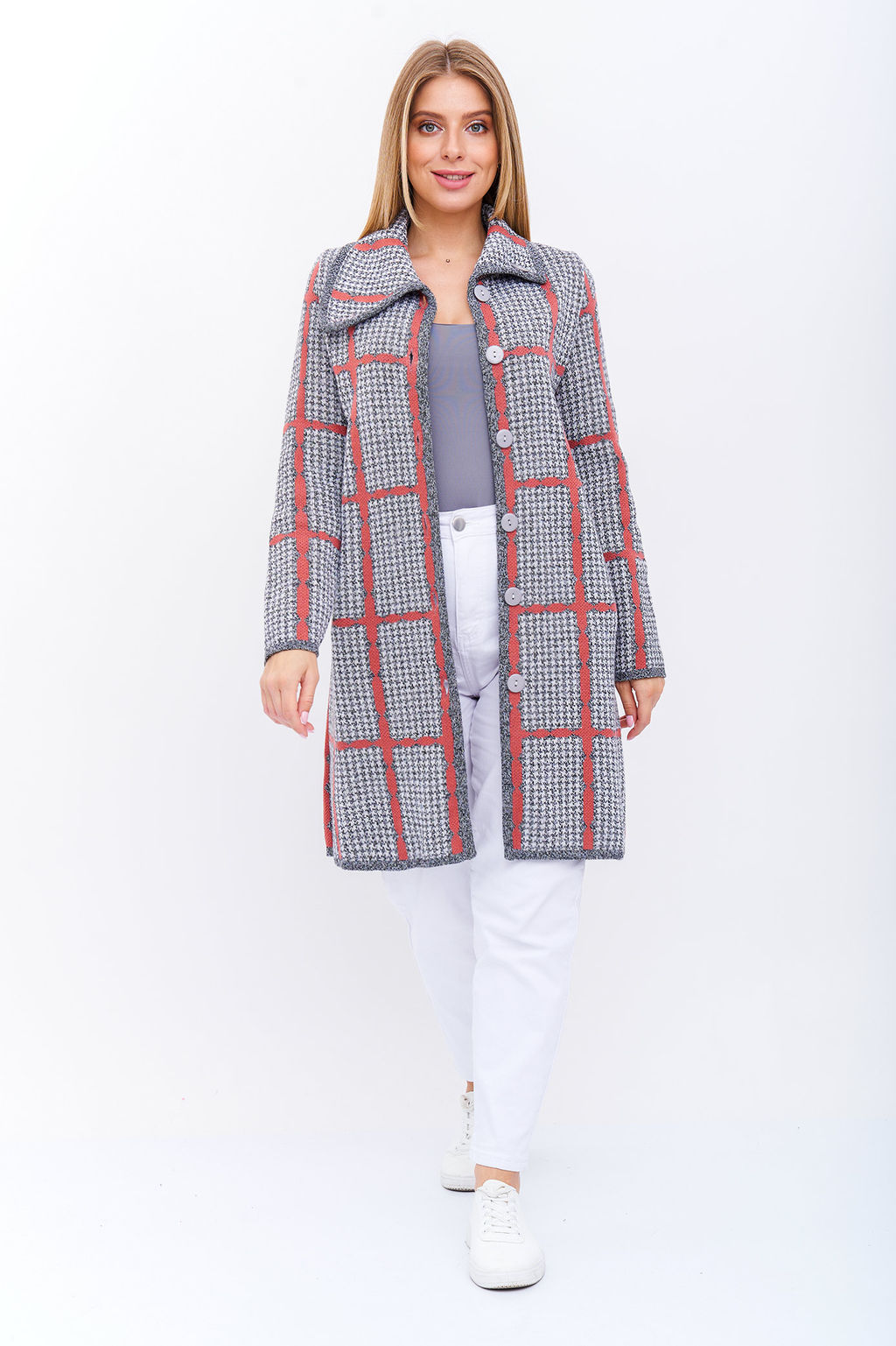 Кардиган К 1377/серо-ягодный микс (1205) - Злата фото 4