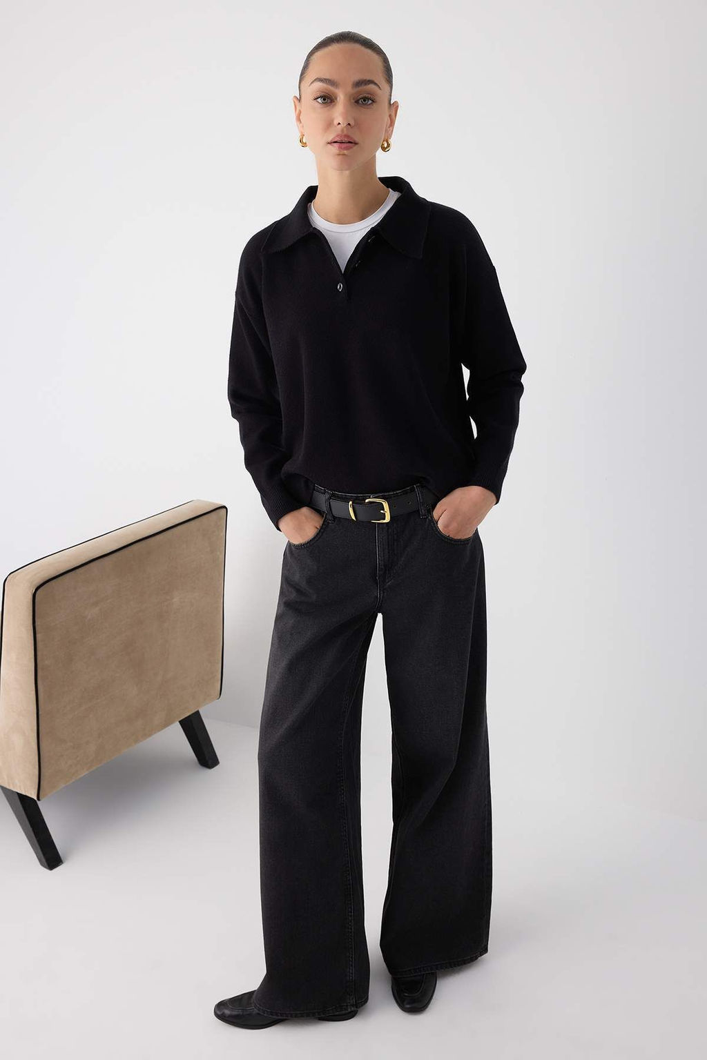 Wardrobe Essentials Lacivert Premium/Ozel Iplik Polo Yaka Triko Kazak | TWOAW26KZ00060 - Trendyolmilla фото 8