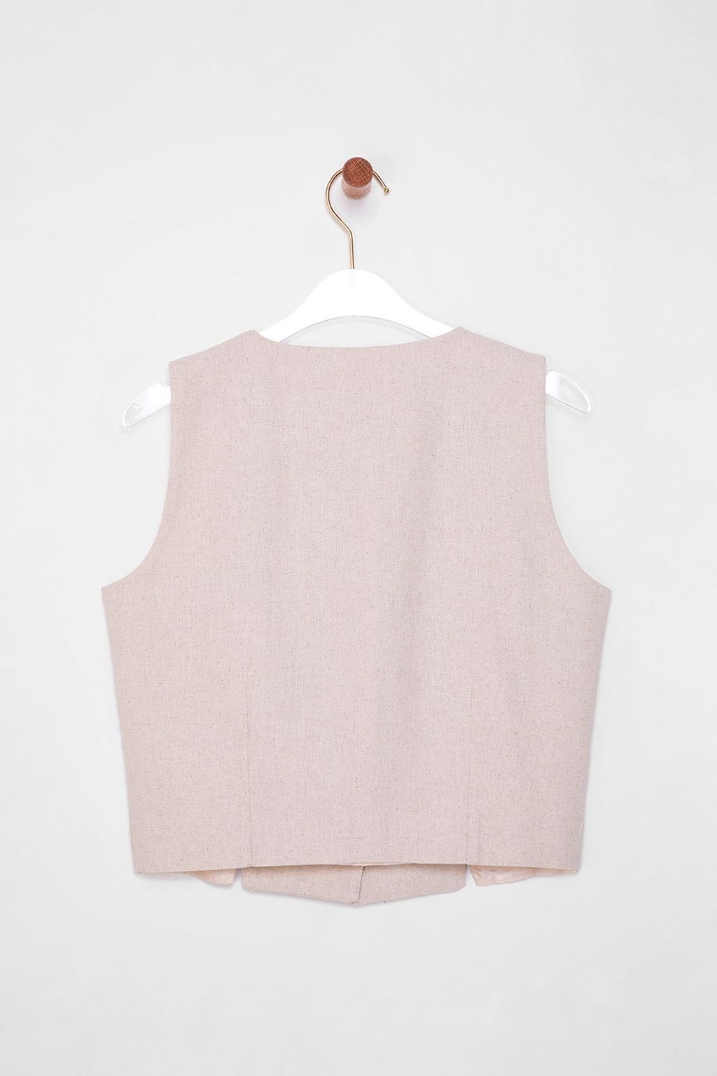 TRENDYOLMILLA Ac?k Haki Fitted Keten Gorunumlu V Yaka Crop Dokuma Yelek TWOSS25YE00028  фото 9