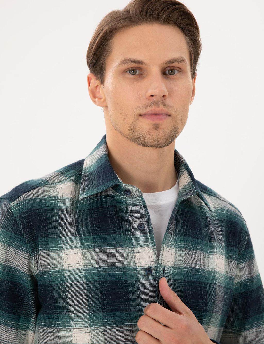 Ye_il Regular Fit Uzun Kollu Oduncu G_mlek - Pierre cardin фото 2