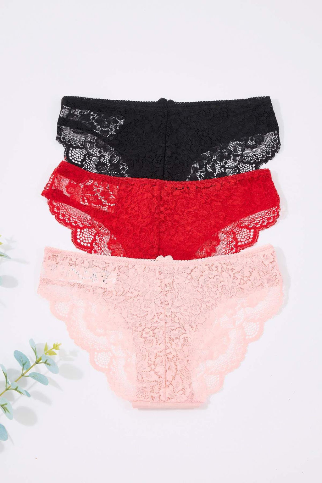 Siyah-K?rm?z?-Pudra 3lu Micro Dantel ve Kurdele/Fiyonk Detayl? Orme Brazilian Kulot THMAW26KU00003 - Trendyolmilla фото 12