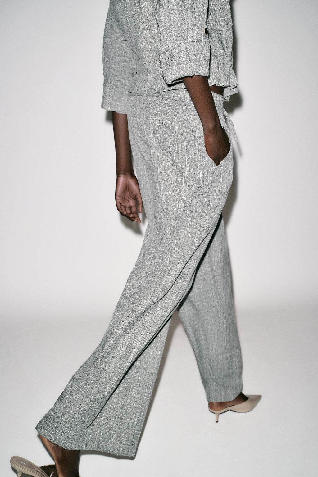 FLECKED WIDE-LEG TROUSERS