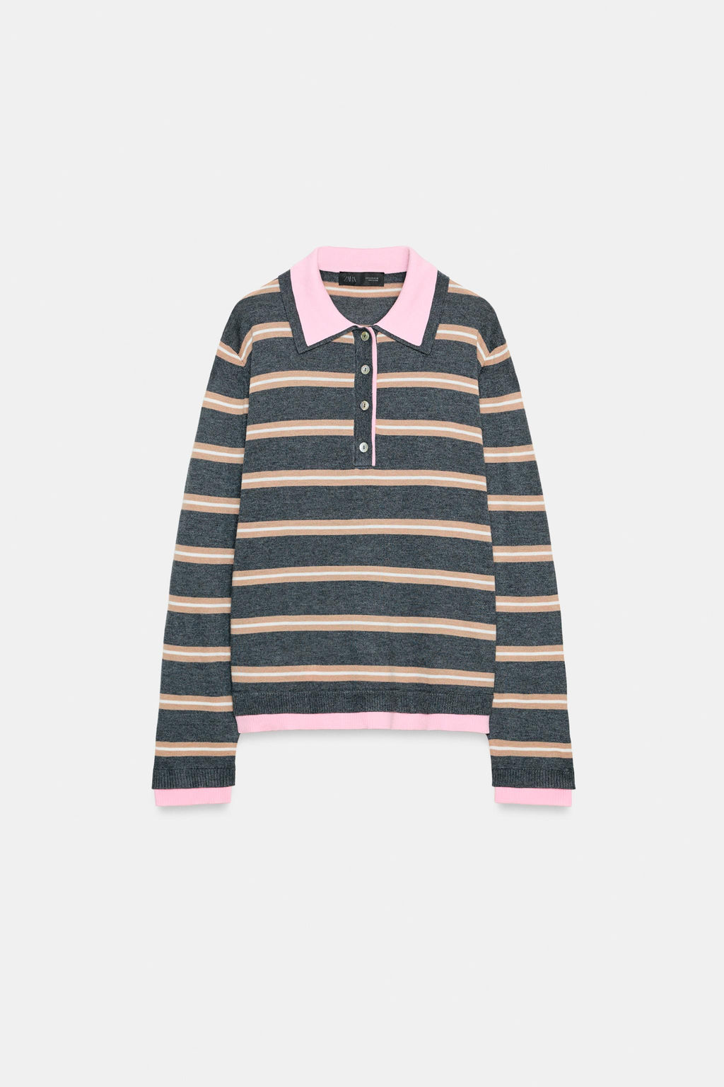 STRIPED COMBINED KNIT POLO SHIRT - Zara фото 4