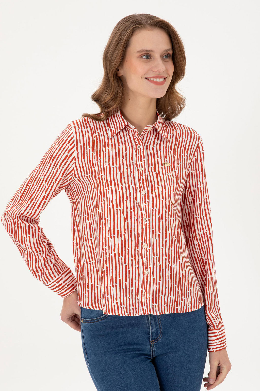 Женская рубашка с длинным рукавом с плиткой - U.s. polo assn фото 3