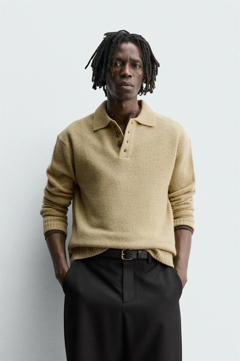 100% WOOL KNIT POLO SHIRT