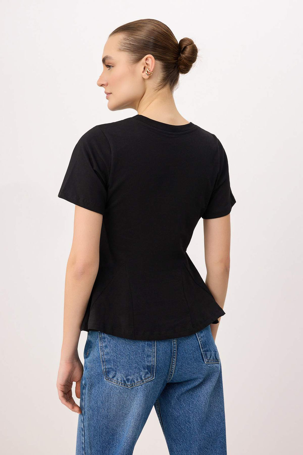 Kahverengi Peplum K?sa Kollu %100 Pamuk Orme Bluz TWOSS26BZ00028 - Trendyolmilla фото 12