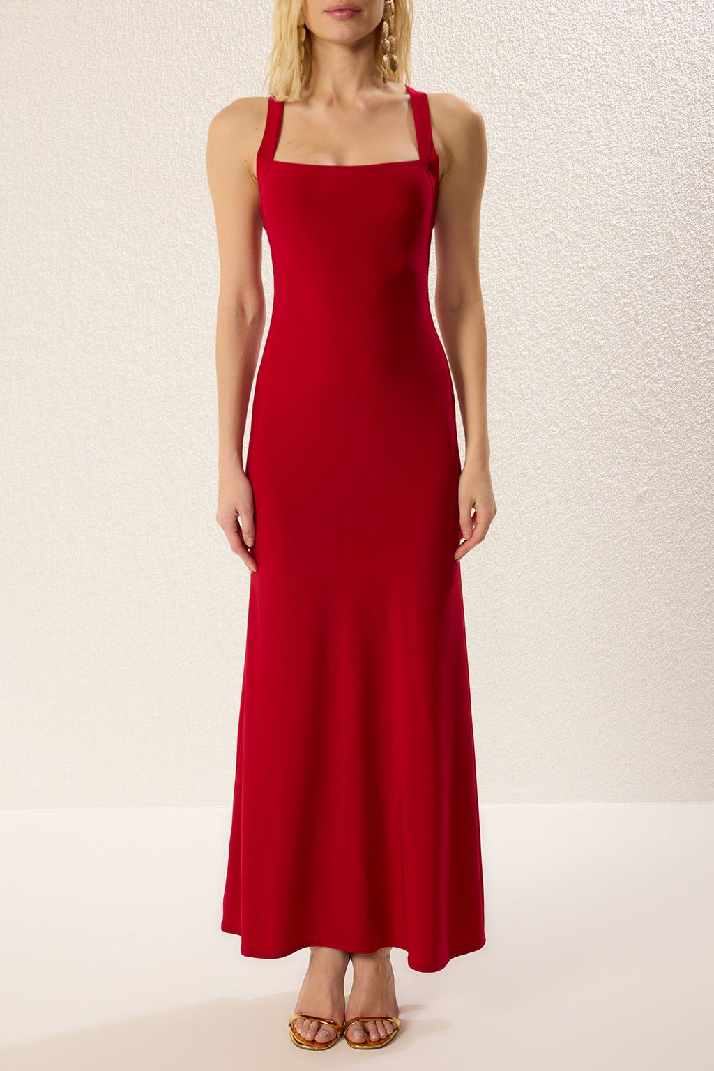 TRENDYOLMILLA Siyah Vucuda Oturan Orme Maxi S?k Abiye Elbise TPRSS25AE00111 фото 4