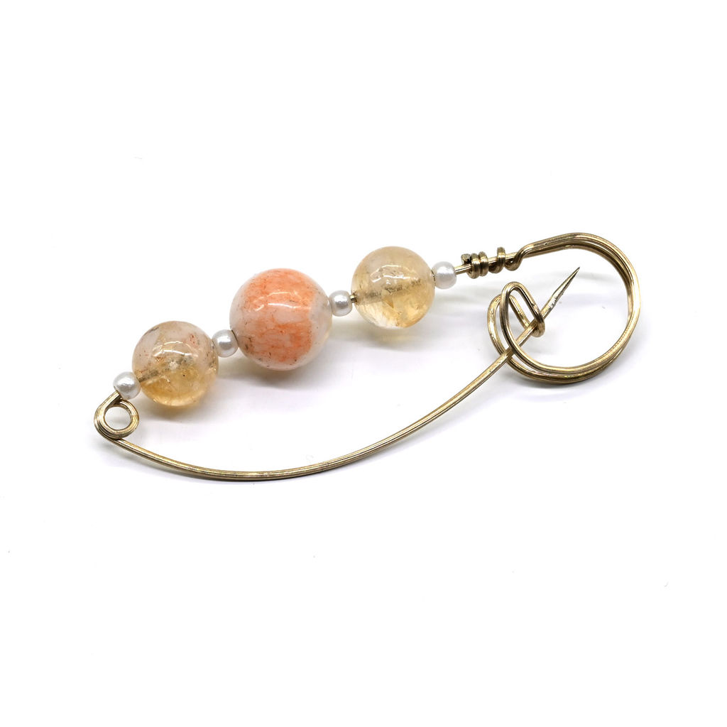 Брошь-булавка от сглаза с цитрином 58*20мм