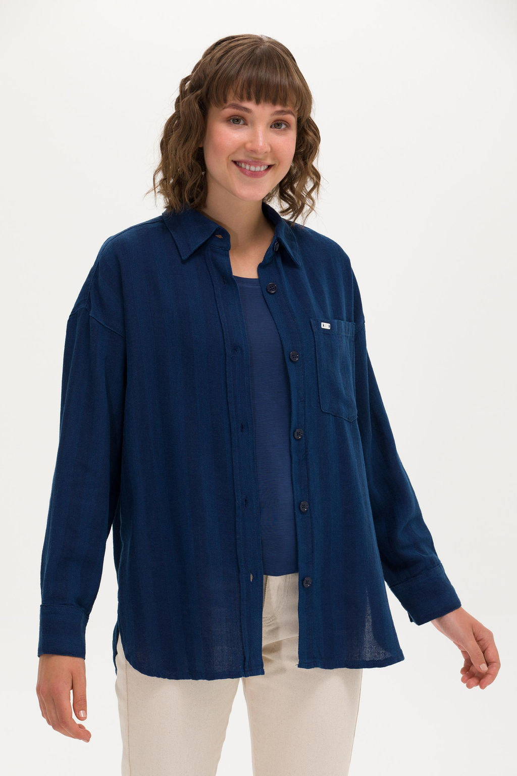 Женская темно-синяя джинсовая рубашка - U.s. polo assn фото 2