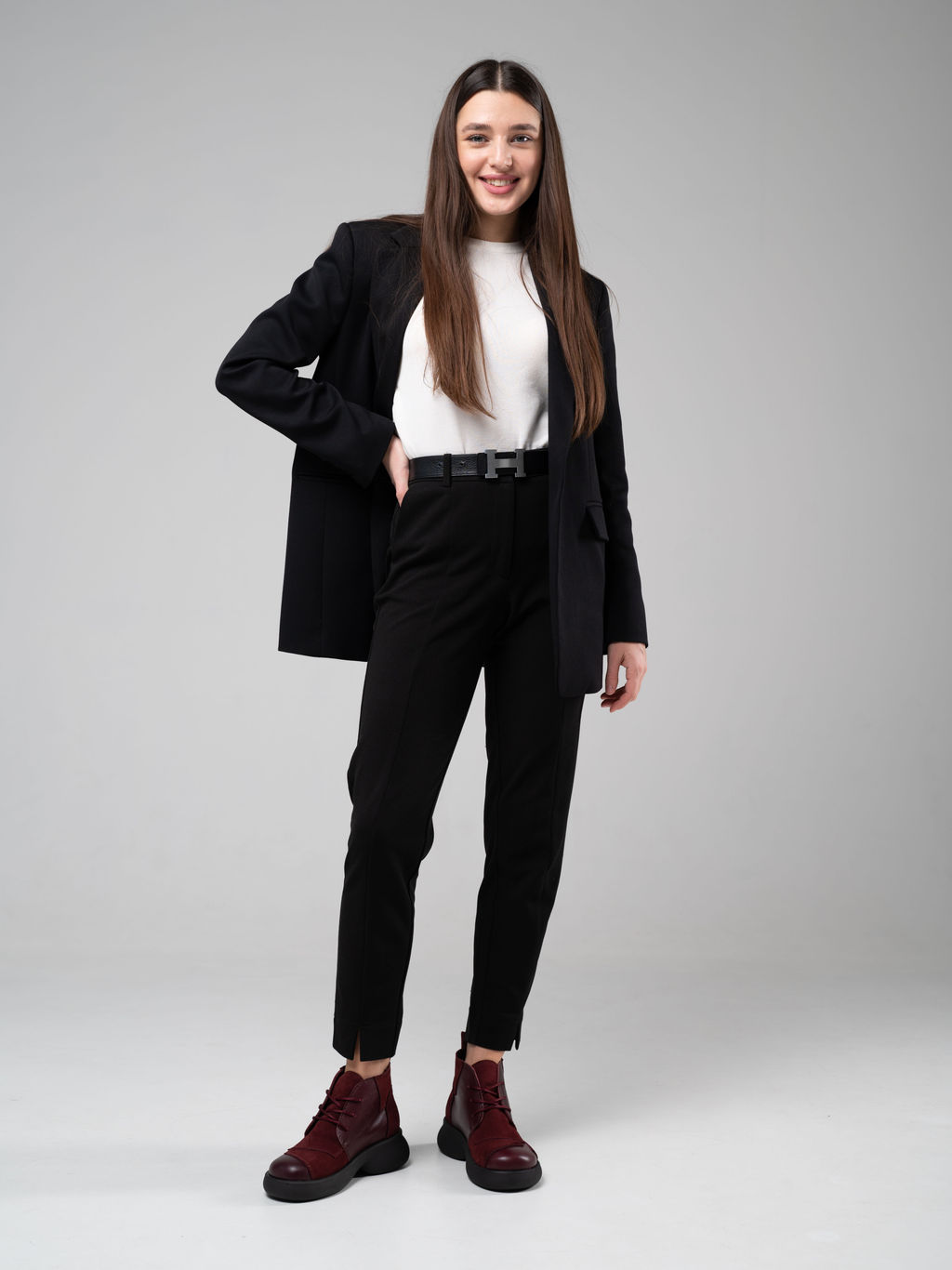 Ботинки 305.927bl.Бордовый бордовая замша/байка