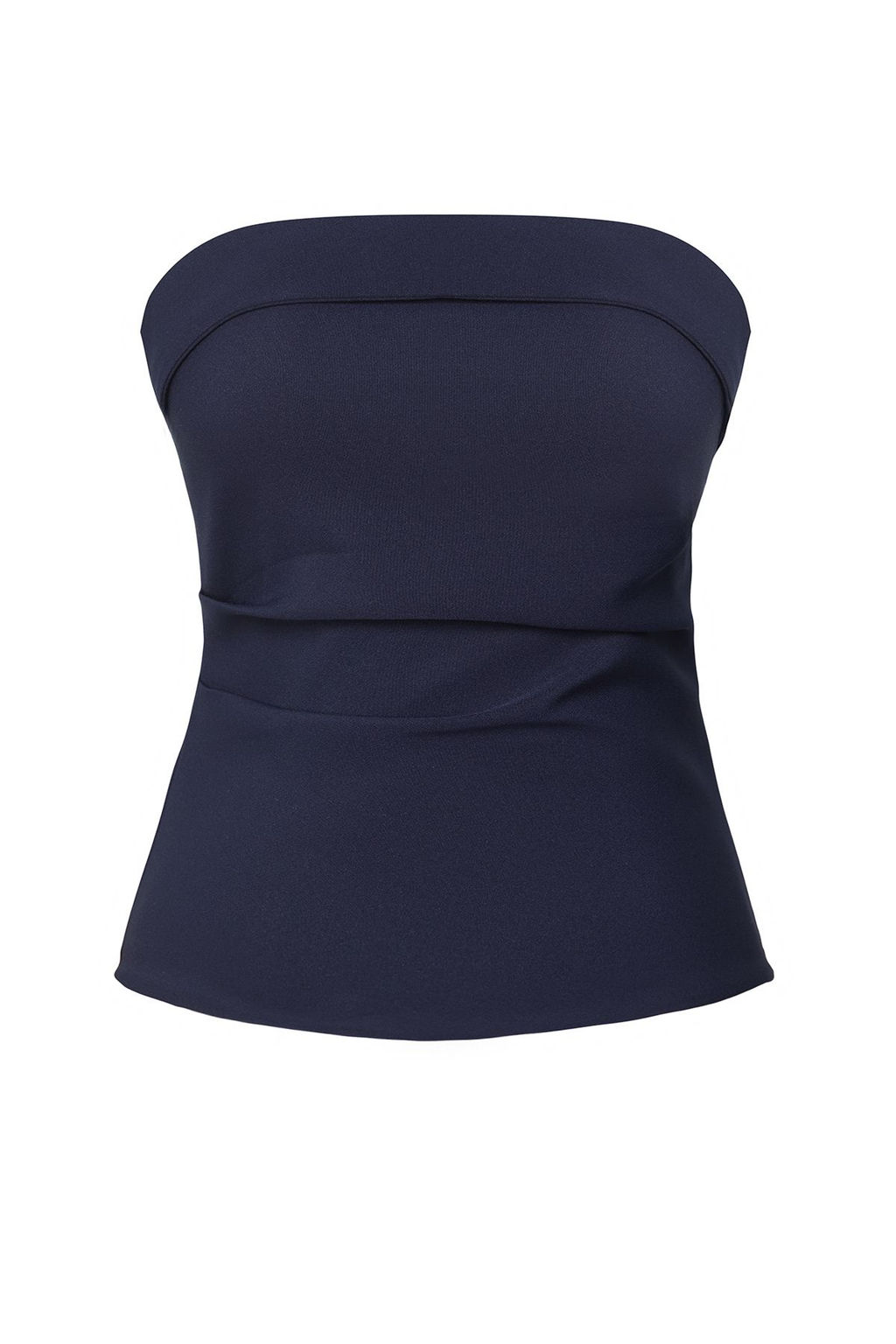 Koyu Lacivert Straplez Fitted Drapeli Dokuma Dokuma Bluz TWOSS24BZ00348