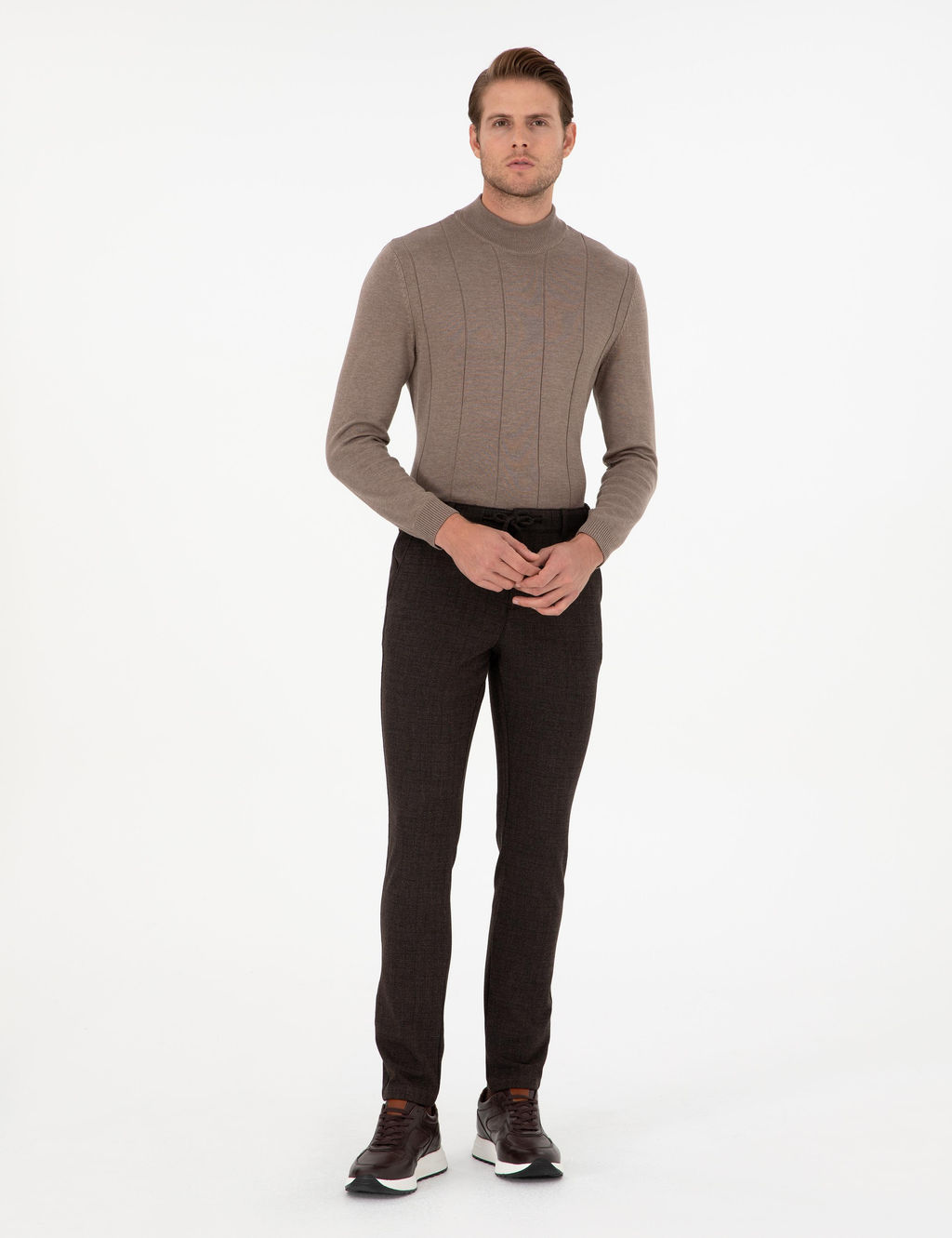 Kahverengi Slim Fit Kanvas Pantolon