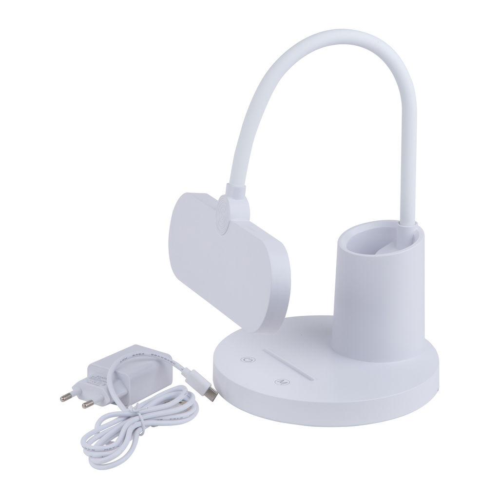 ULM-D603 10W/3000-6000K/DIM WHITE Светильник настольный светодиодный с подставкой под канцелярские принадлежности. Сенсорный выключатель. Диммер. Белый. TM Uniel