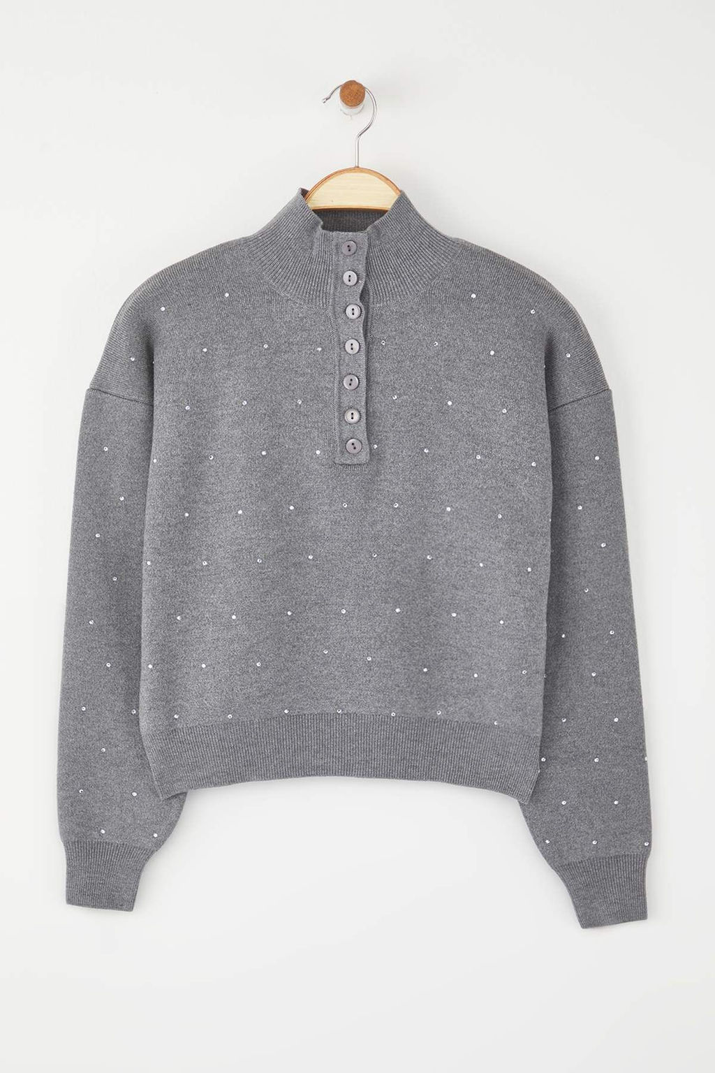 Antrasit Premium Iplik/Ozel Iplikli Tas Detayl? Triko Kazak TWOAW26KZ00039 - Trendyolmilla фото 5