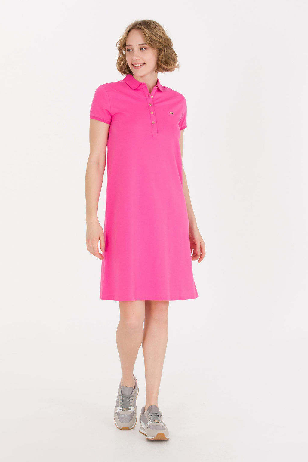 Kad_n Pembe Polo Yaka _rme Elbise