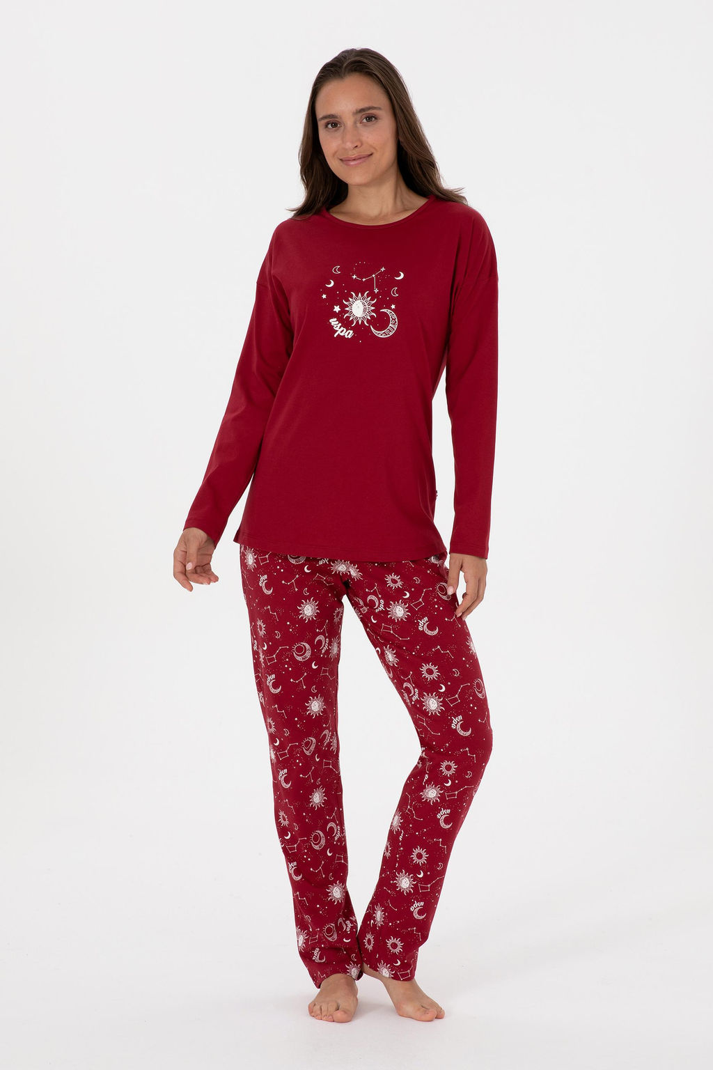 Kad_n Bordo Pijama Tak_m_ Sepette S_rpriz _ndirim - U.s. polo assn фото 4