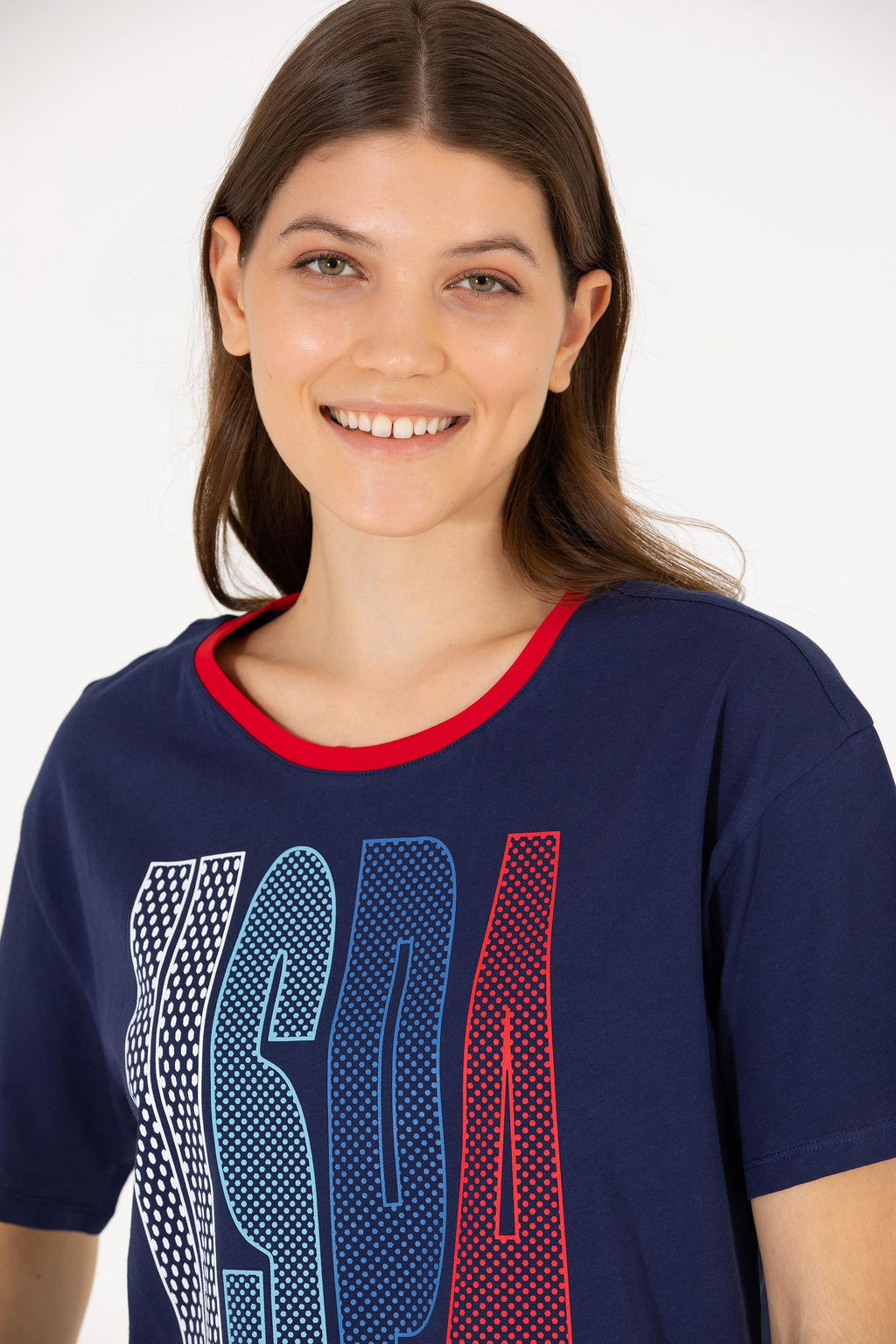 Kad_n Lacivert Bisiklet Yaka Ti__rt - U.s. polo assn фото 3